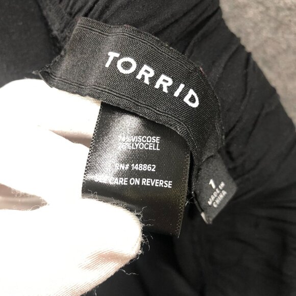 Torrid Pull On Wide Leg Pant Womens 1X Black Lyocell Blend High Rise - Picture 7 of 8